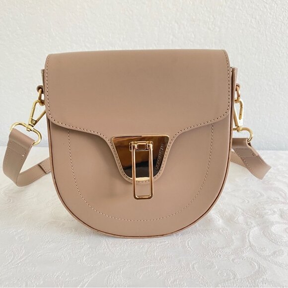 Giorgia Milani Leather Tan Flap Structured Crossbody Bag, UNUSED - Picture 2 of 10